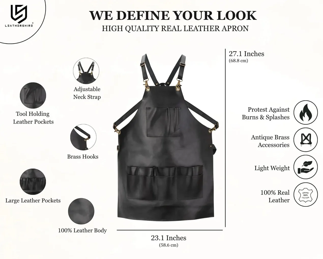 The Gloucestershire Leather Tool Working Apron - Free Customized Branding - Image 9