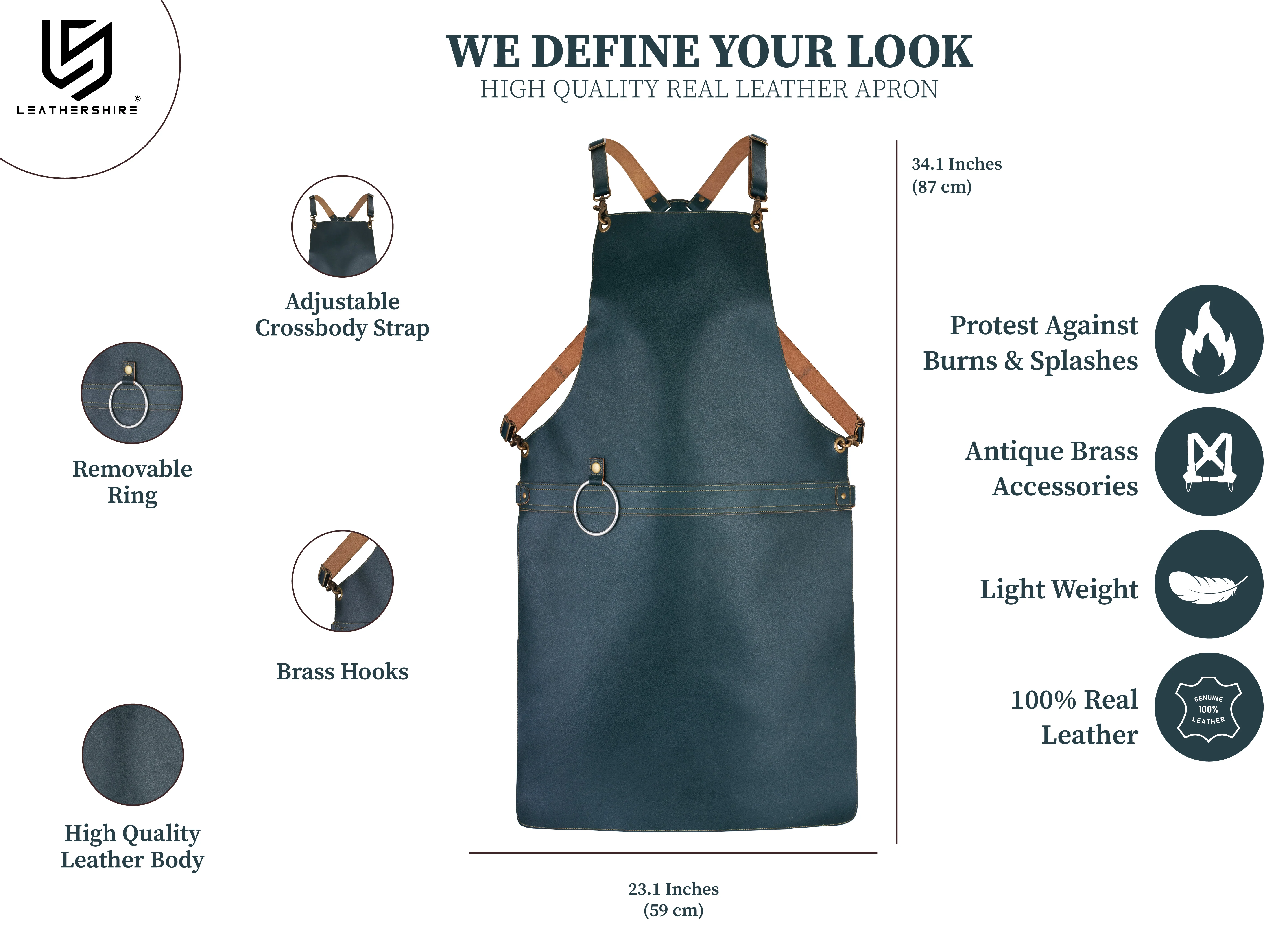 The Isle of Weight Full Grain Leather Without Pockets Apron - Image 17