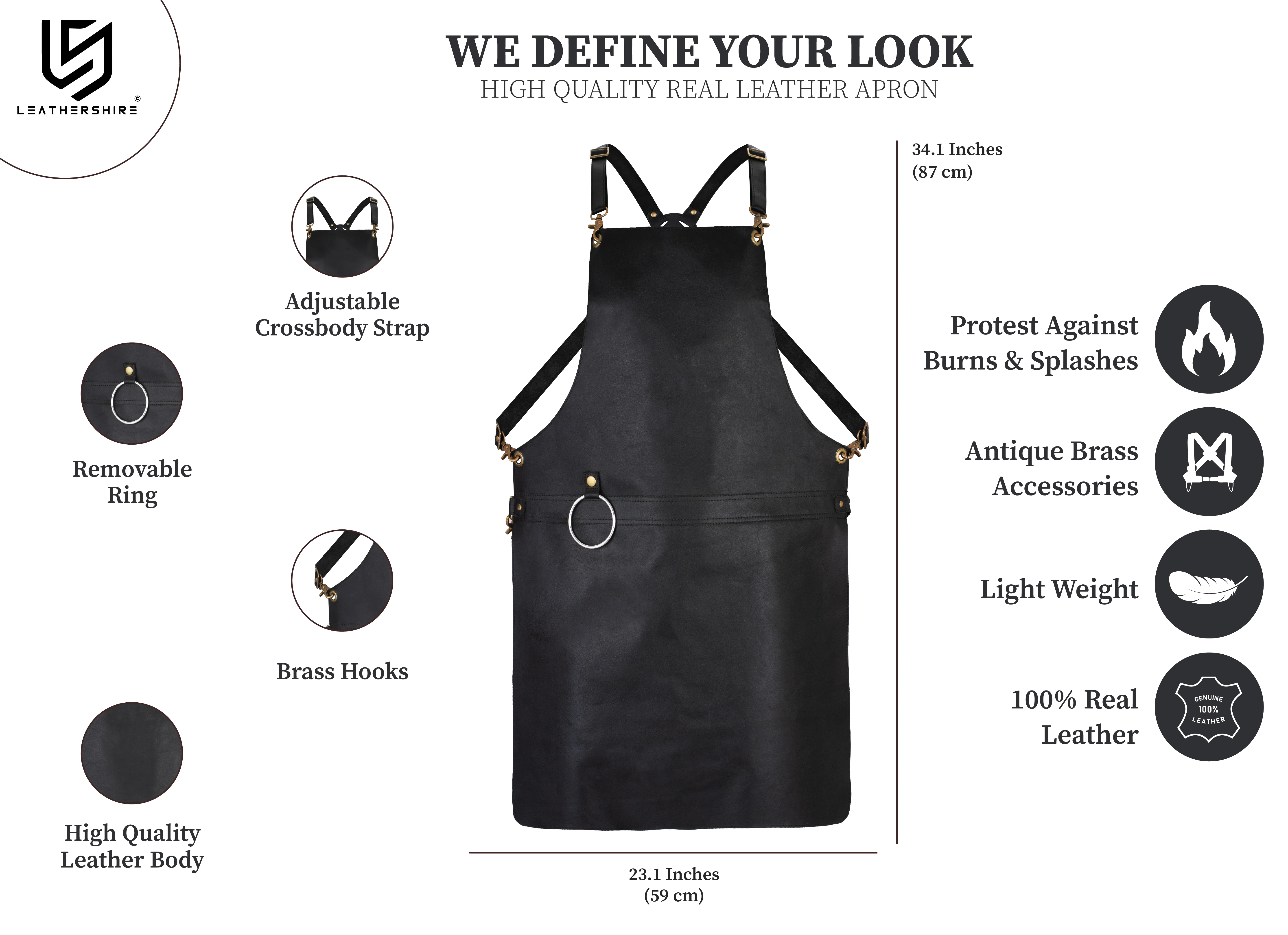 The Isle of Weight Full Grain Leather Without Pockets Apron - Image 25