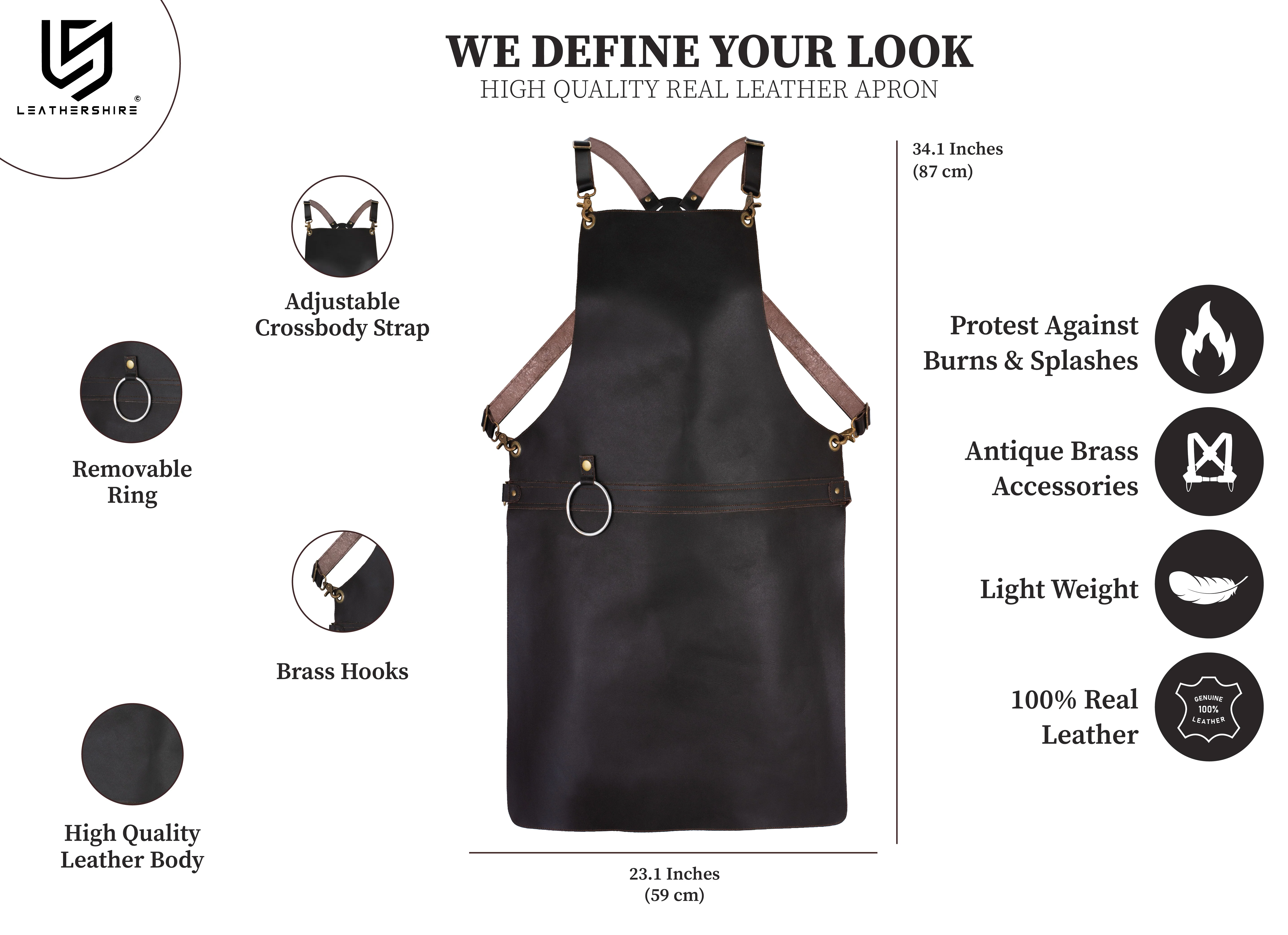 The Isle of Weight Full Grain Leather Without Pockets Apron - Image 33