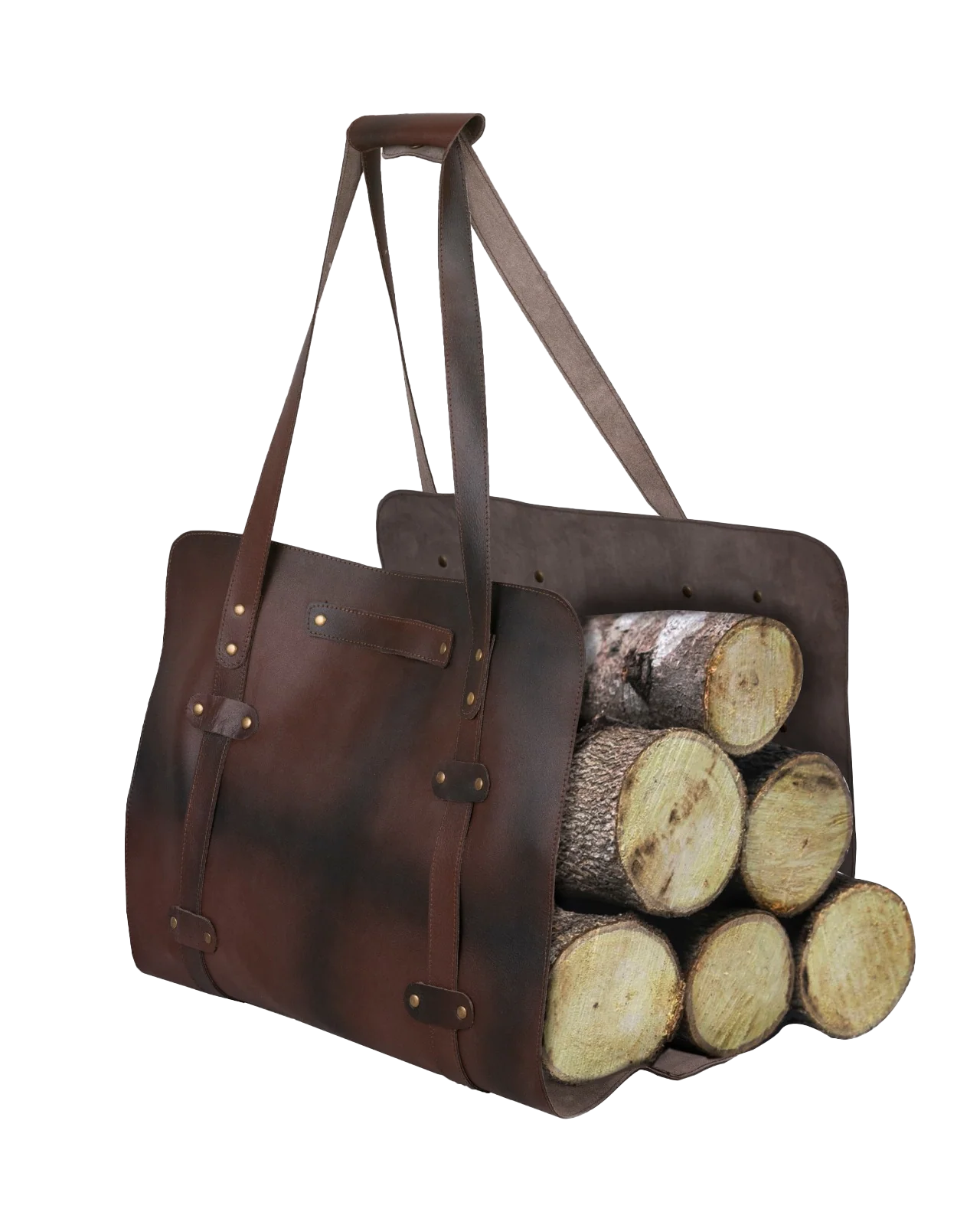 The Isle of Weight Green Leather Firewood Carrier - Image 6