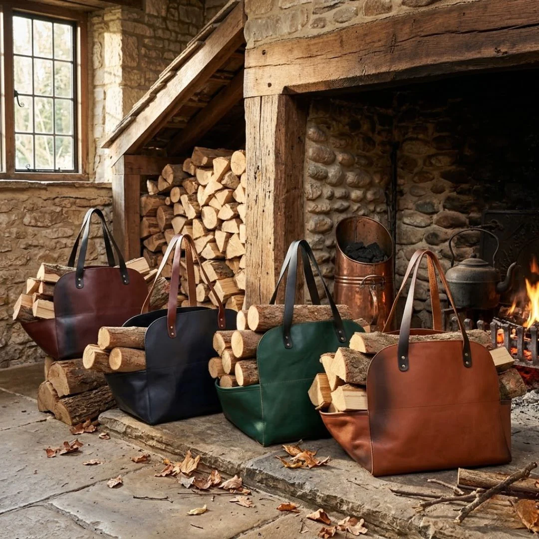 The Herefordshire Leather Firewood Carrier