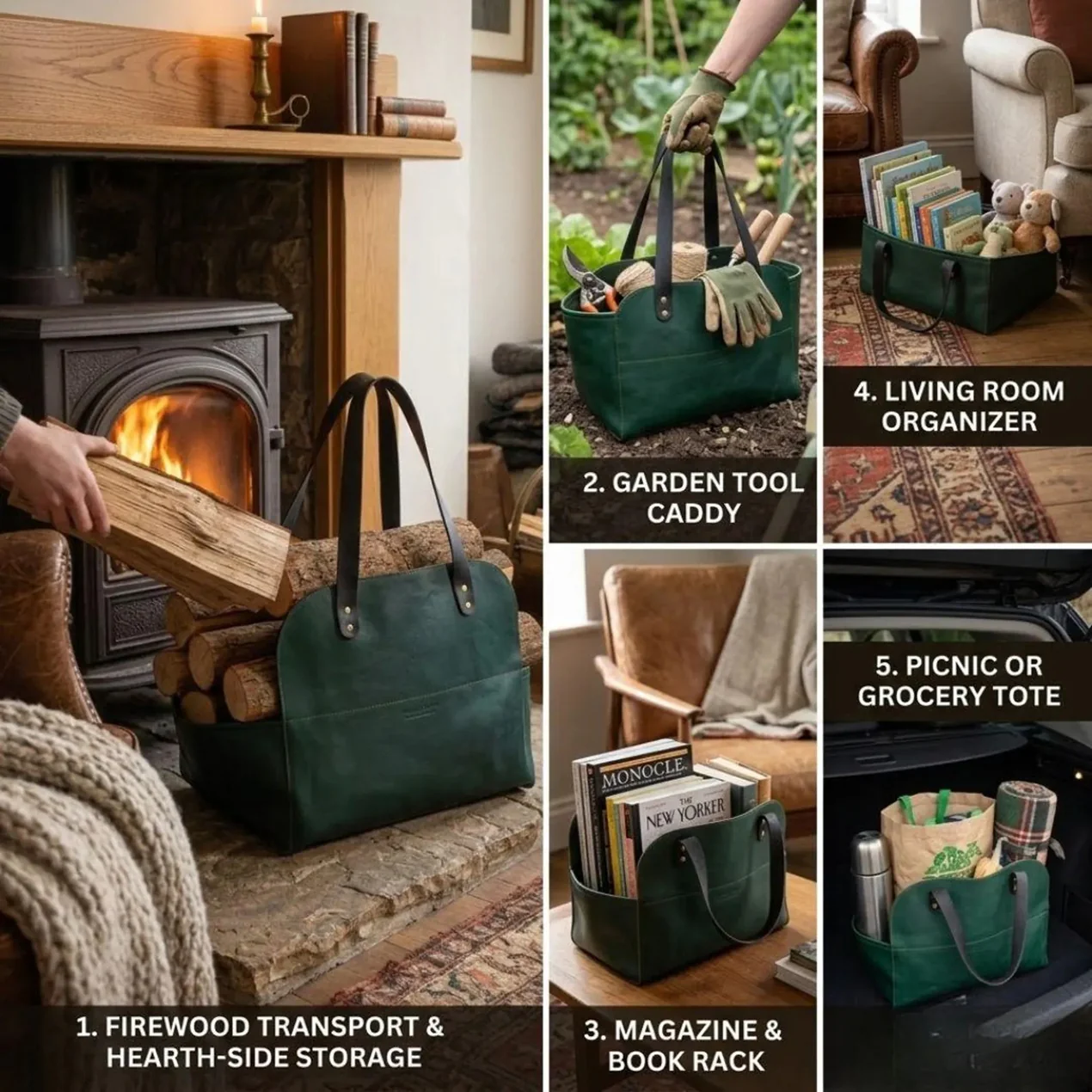 The Herefordshire Leather Firewood Carrier - Image 11