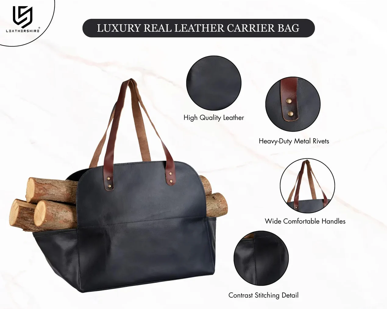 The Herefordshire Leather Firewood Carrier - Image 13