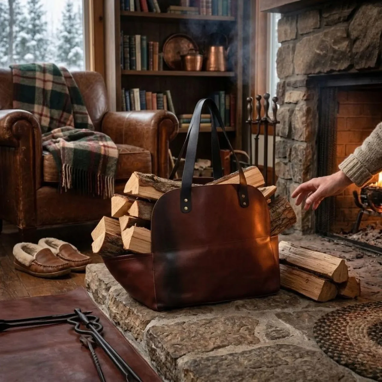 The Herefordshire Leather Firewood Carrier - Image 20