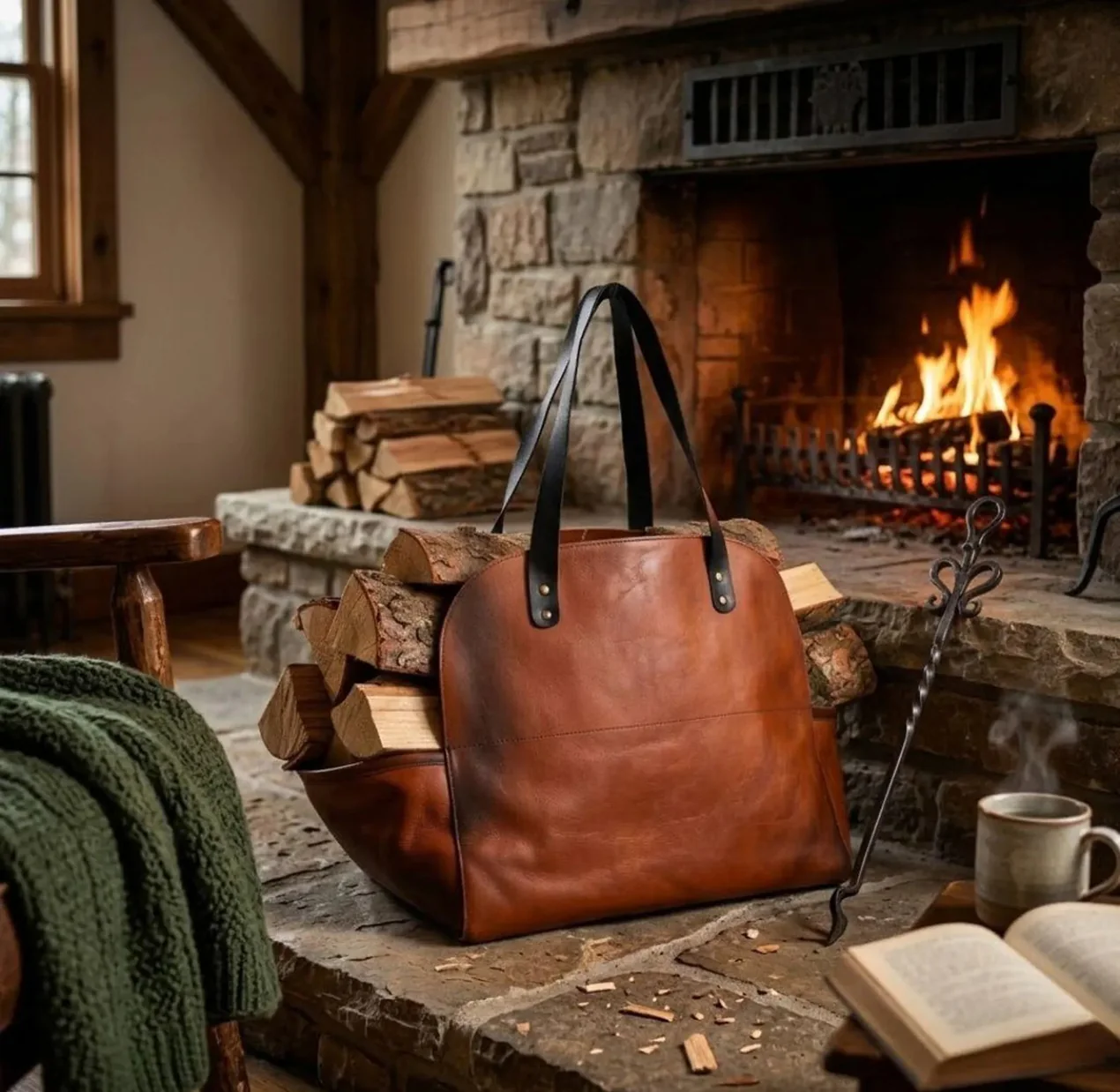 The Herefordshire Leather Firewood Carrier - Image 5