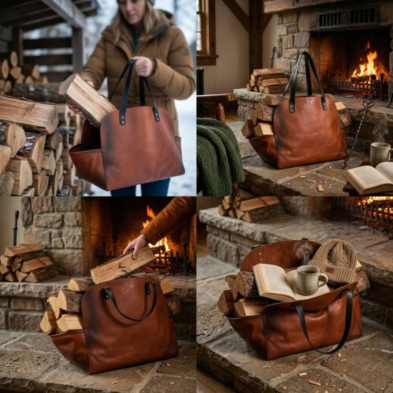 The Herefordshire Leather Firewood Carrier - Image 6
