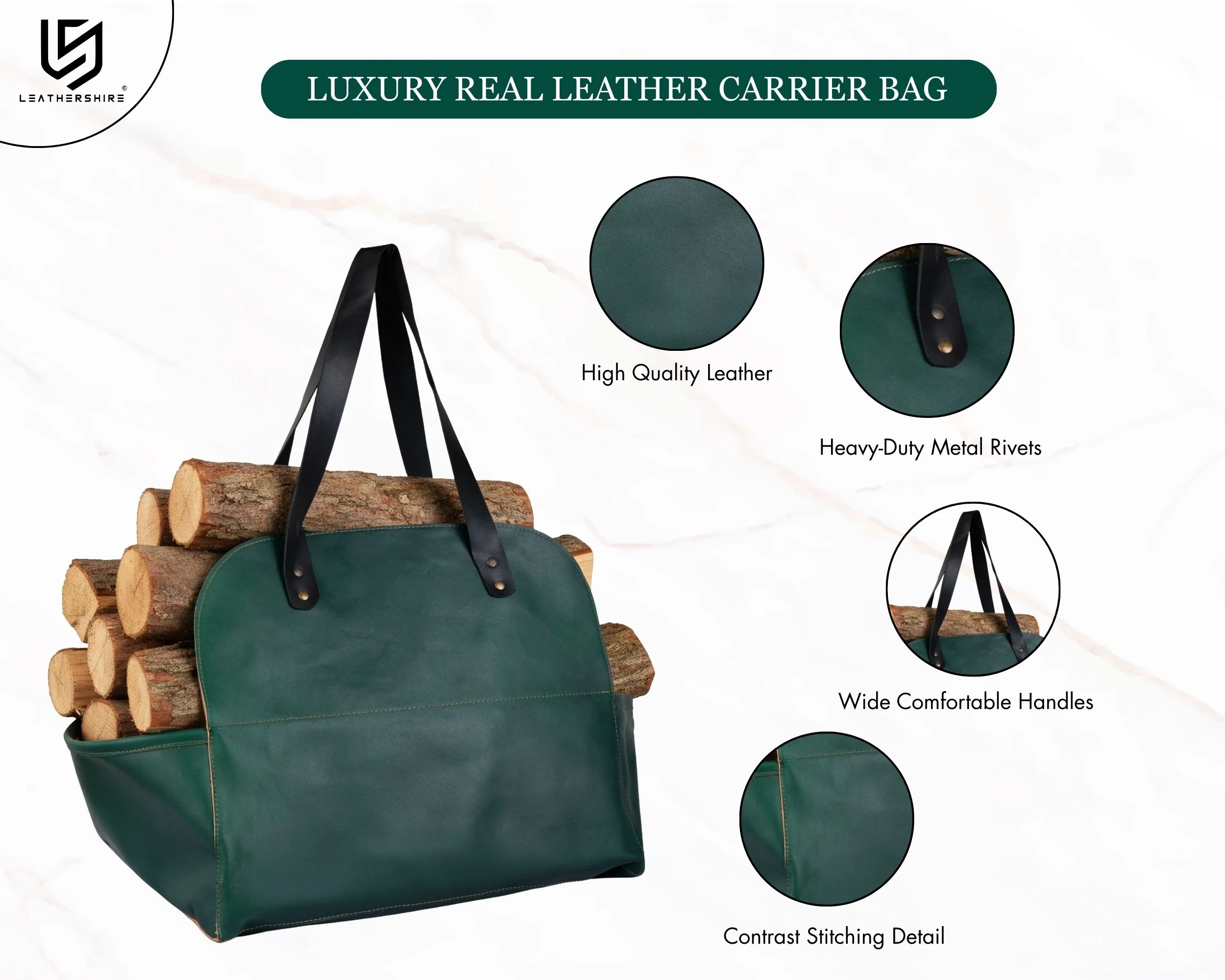 The Herefordshire Leather Firewood Carrier - Image 8