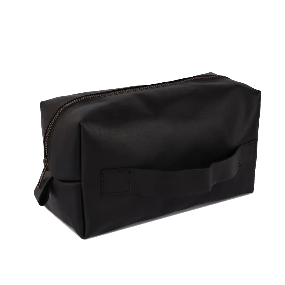 The Signature Men’s Grooming Set (3-in-1) Leather Black Watch Roll with Leather Wristband &  Leather Shaving Bag - Image 12