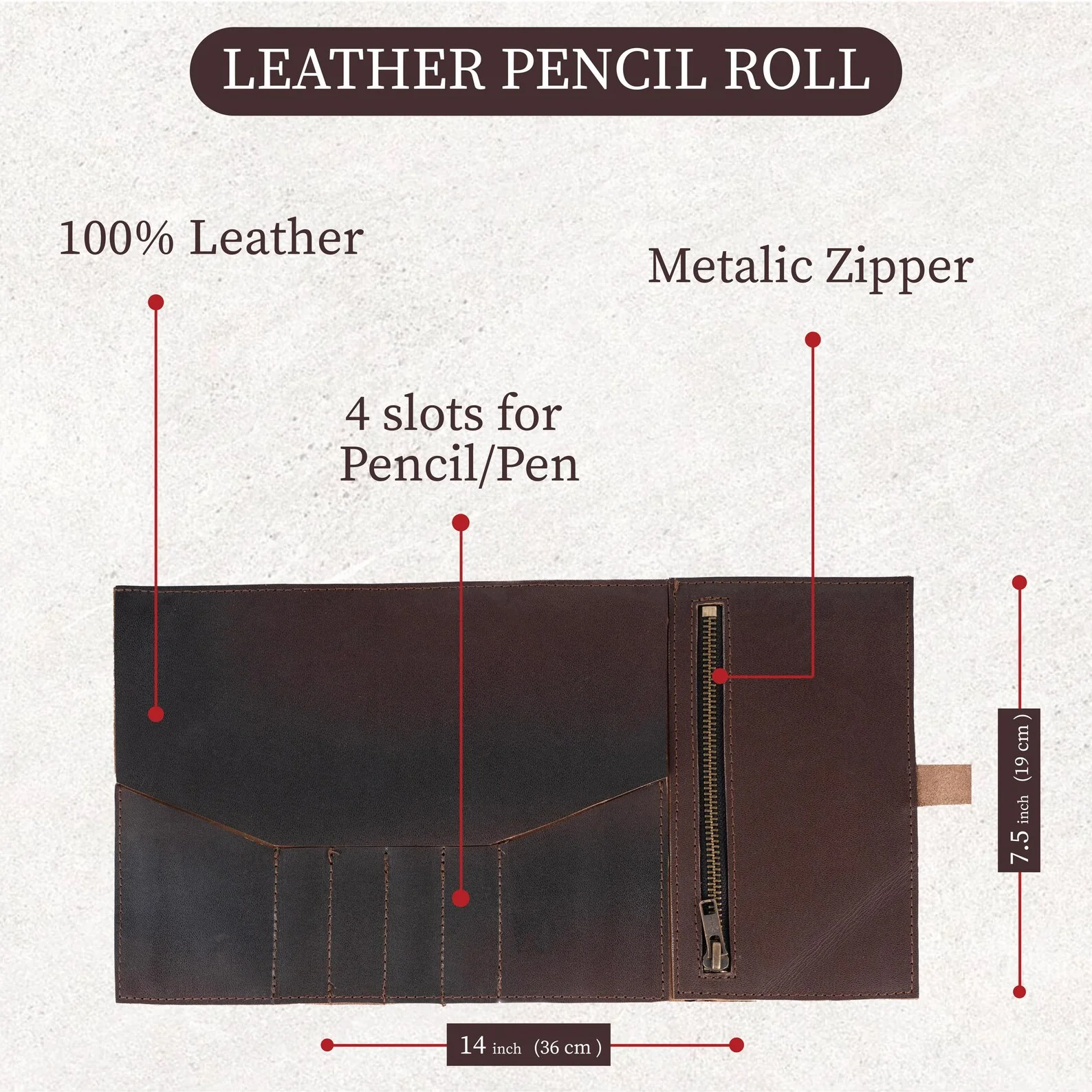 The Executive Office Set (4-in-1) Dark Brown Leather Laptop Bag & Laptop Sleeve with Leather Pencil  Roll & Leather Journal - Image 9