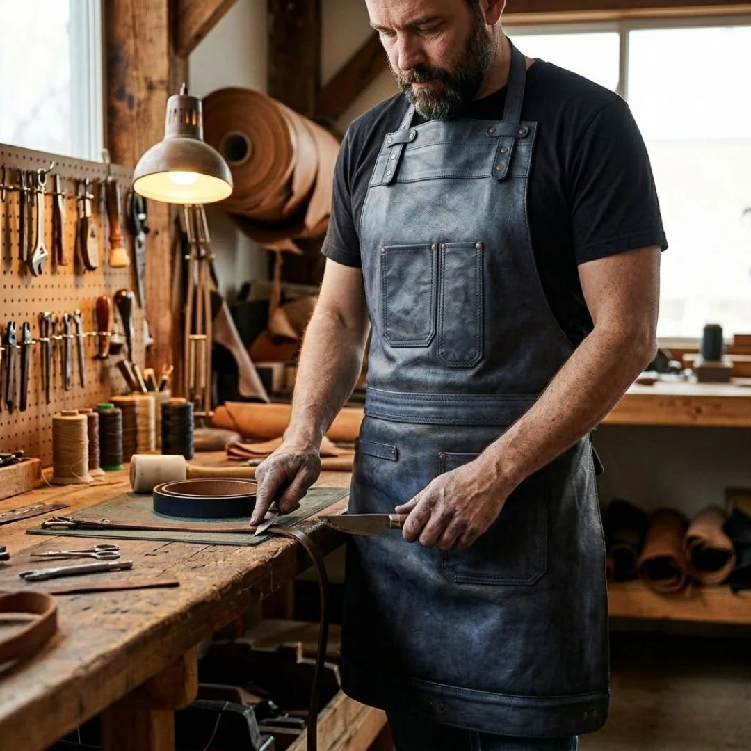 The Northamptonshire Full Grain Leather Apron - Free Customized Branding - Image 10