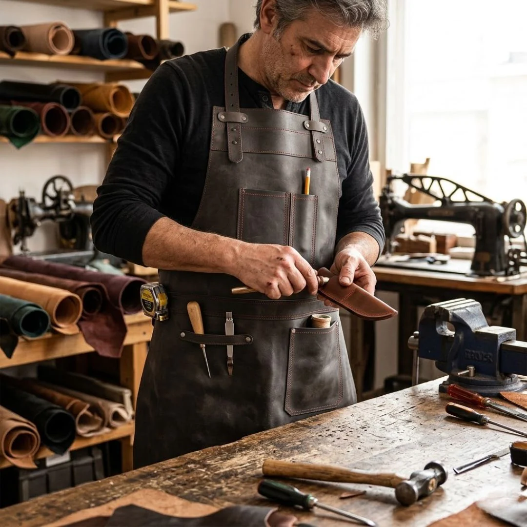 The Northamptonshire Full Grain Leather Apron - Free Customized Branding - Image 14