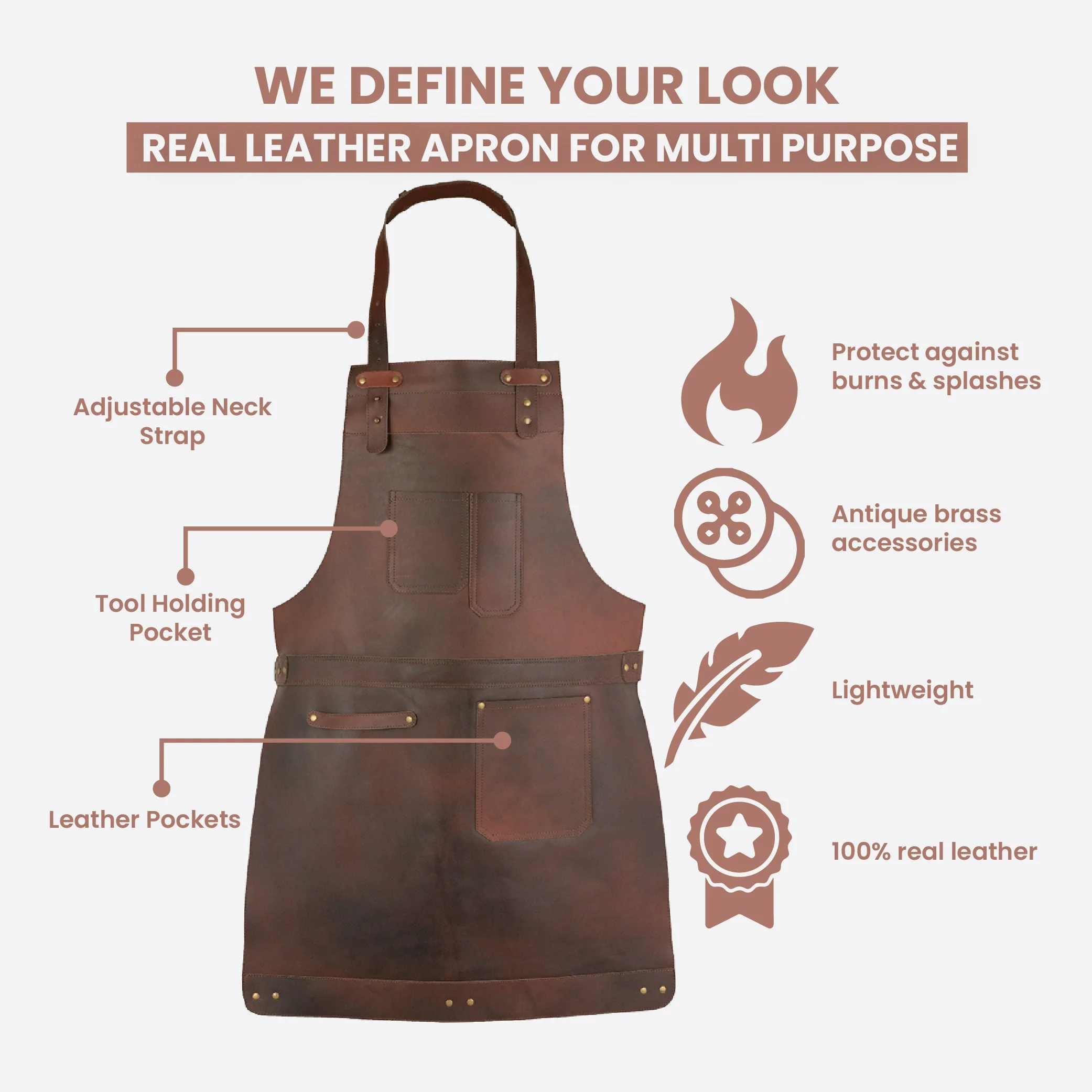 The Northamptonshire Full Grain Leather Apron - Free Customized Branding - Image 3