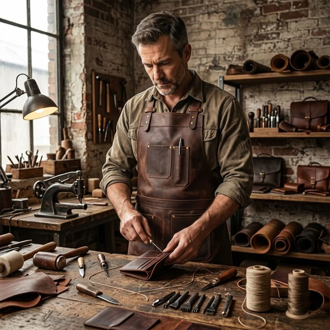 The Northamptonshire Full Grain Leather Apron - Free Customized Branding - Image 5