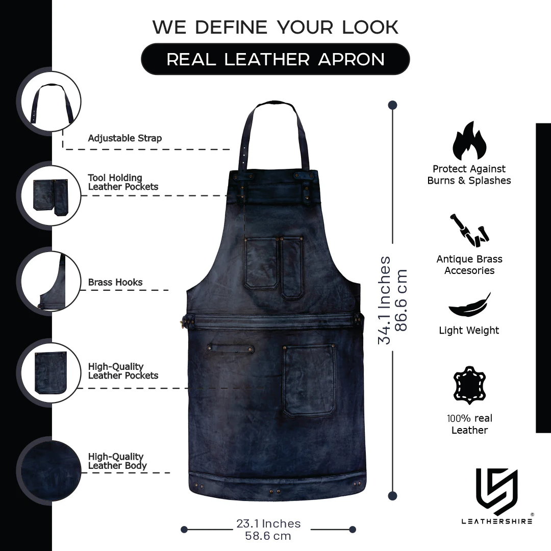 The Northamptonshire Full Grain Leather Apron - Free Customized Branding - Image 9