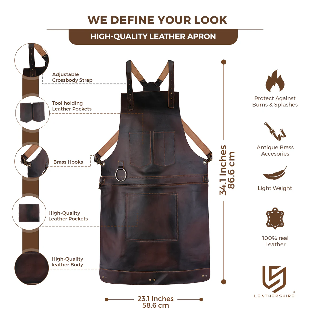 The Northumberland Full Grain Leather Crossbody Apron - Free Customized Branding - Image 5