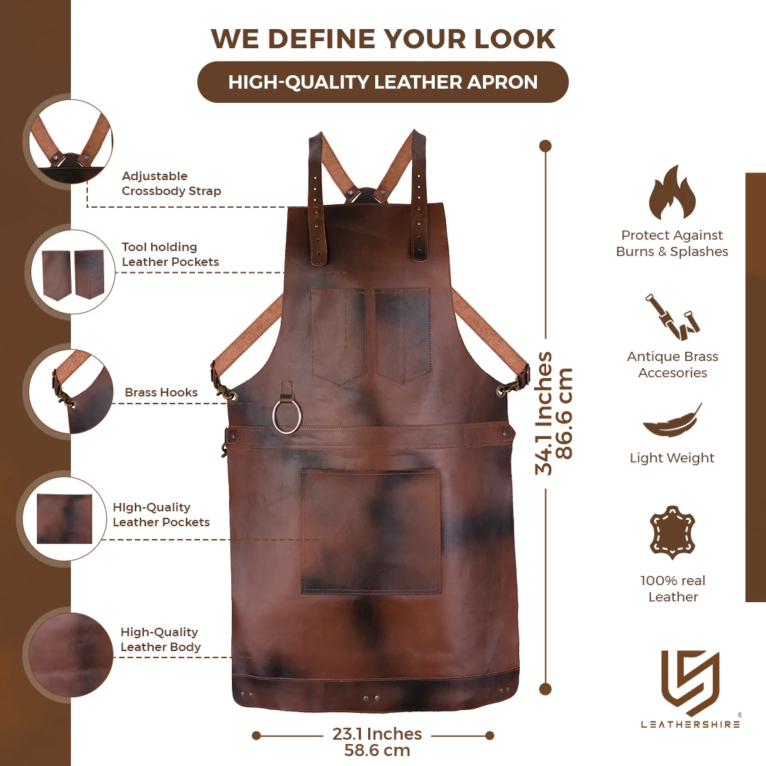 The Northumberland Full Grain Leather Crossbody Apron - Free Customized Branding - Image 7