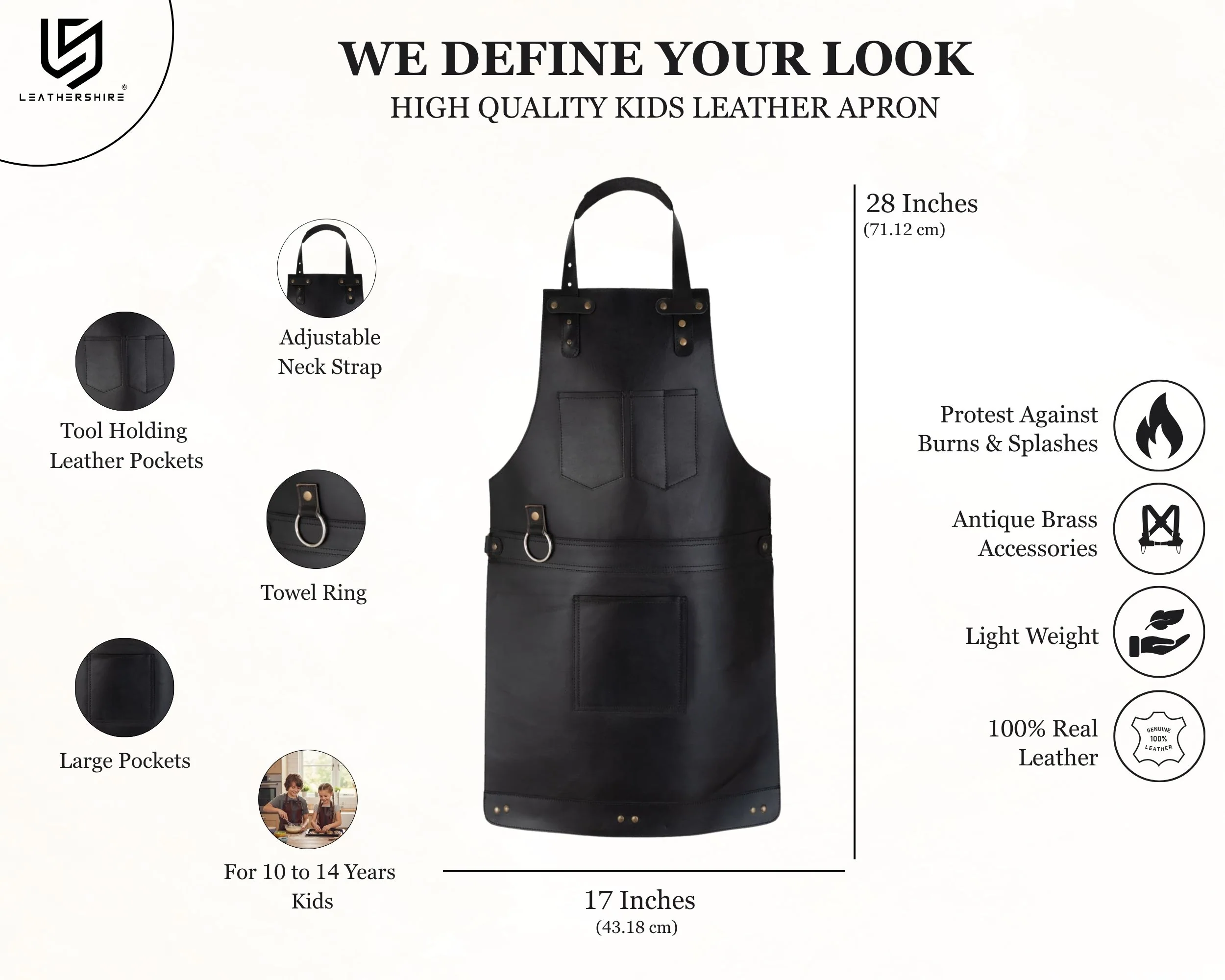The Northumberland Family Black Full Grain Leather Apron - Image 7