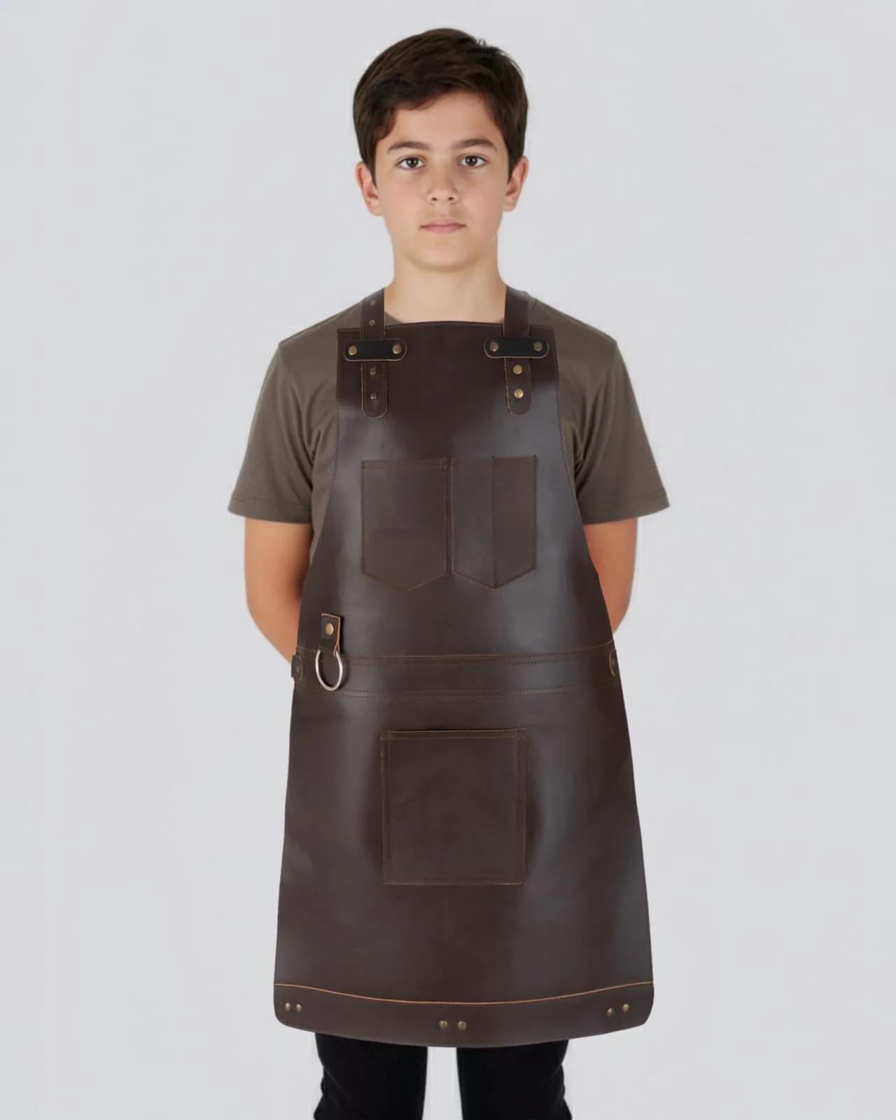 The Northumberland Father & Son Chocolate Brown Full Grain Leather Apron - Image 5