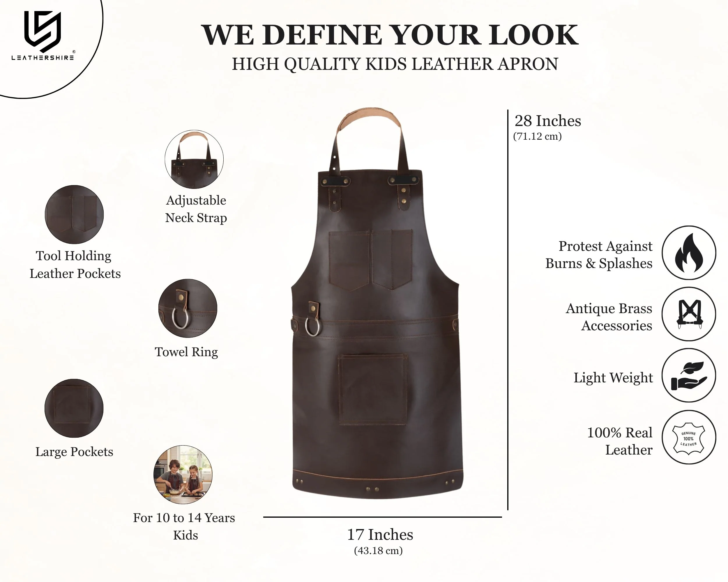 The Northumberland Mother & Daughter Chocolate Brown Full Grain Leather Apron - Image 6