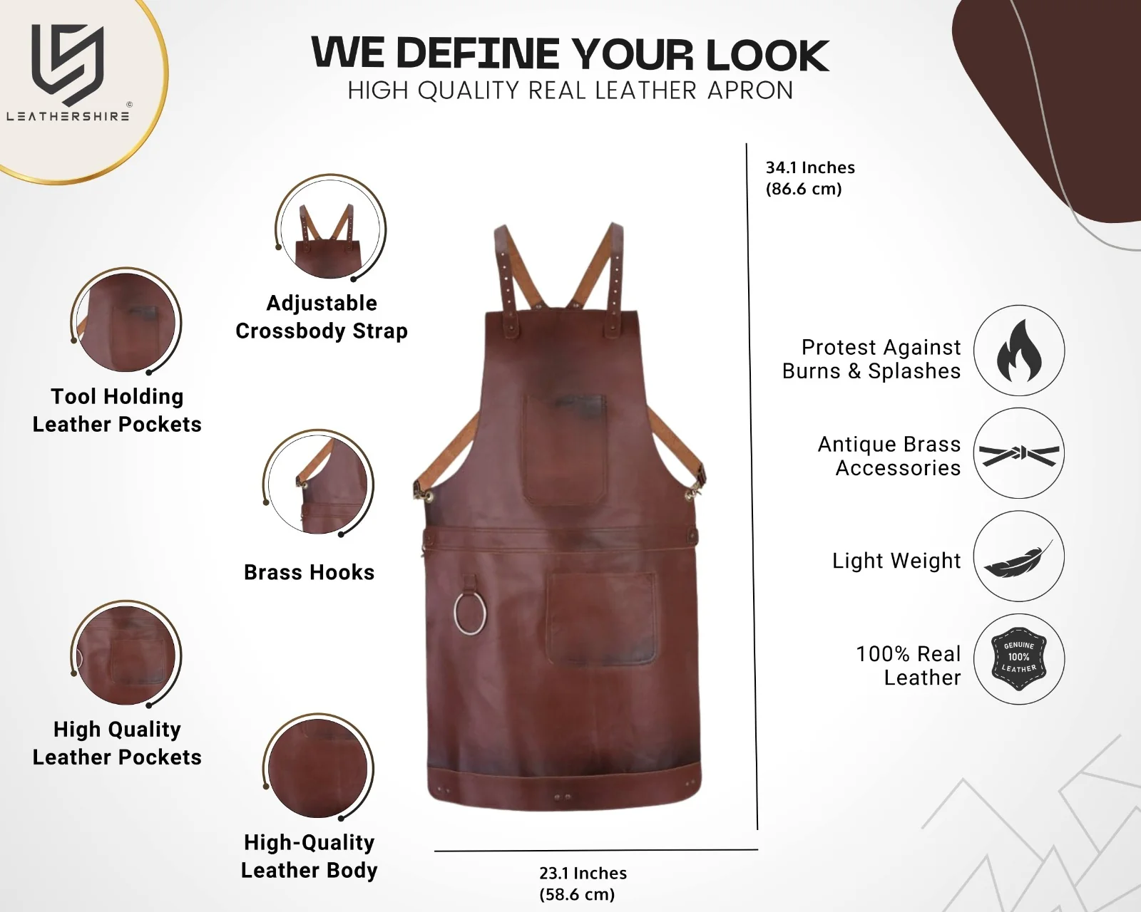 The Nottinghamshire Full Grain Leather Crossbody Apron - Image 4