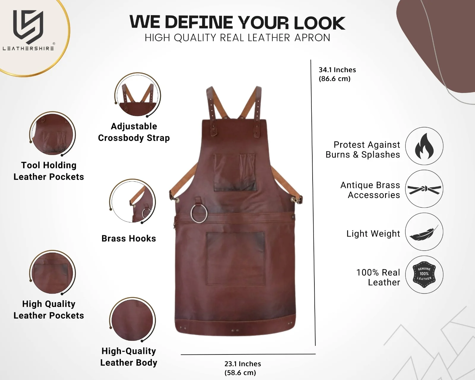 The Riding of Yorkshire Full Grain Leather Crossbody Apron - Image 11