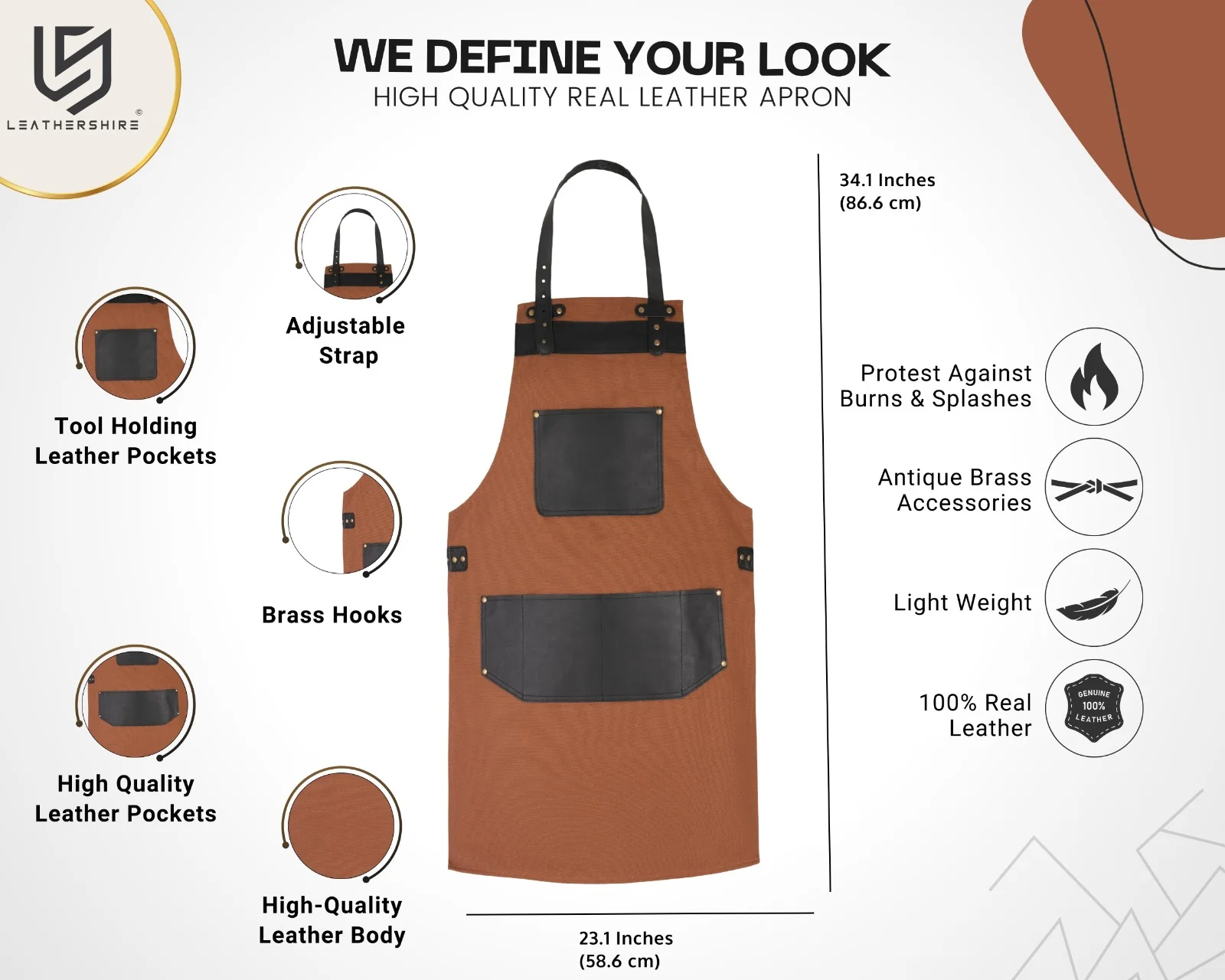 The Rutland Leather Canvas Apron - Free Customized Branding - Image 3
