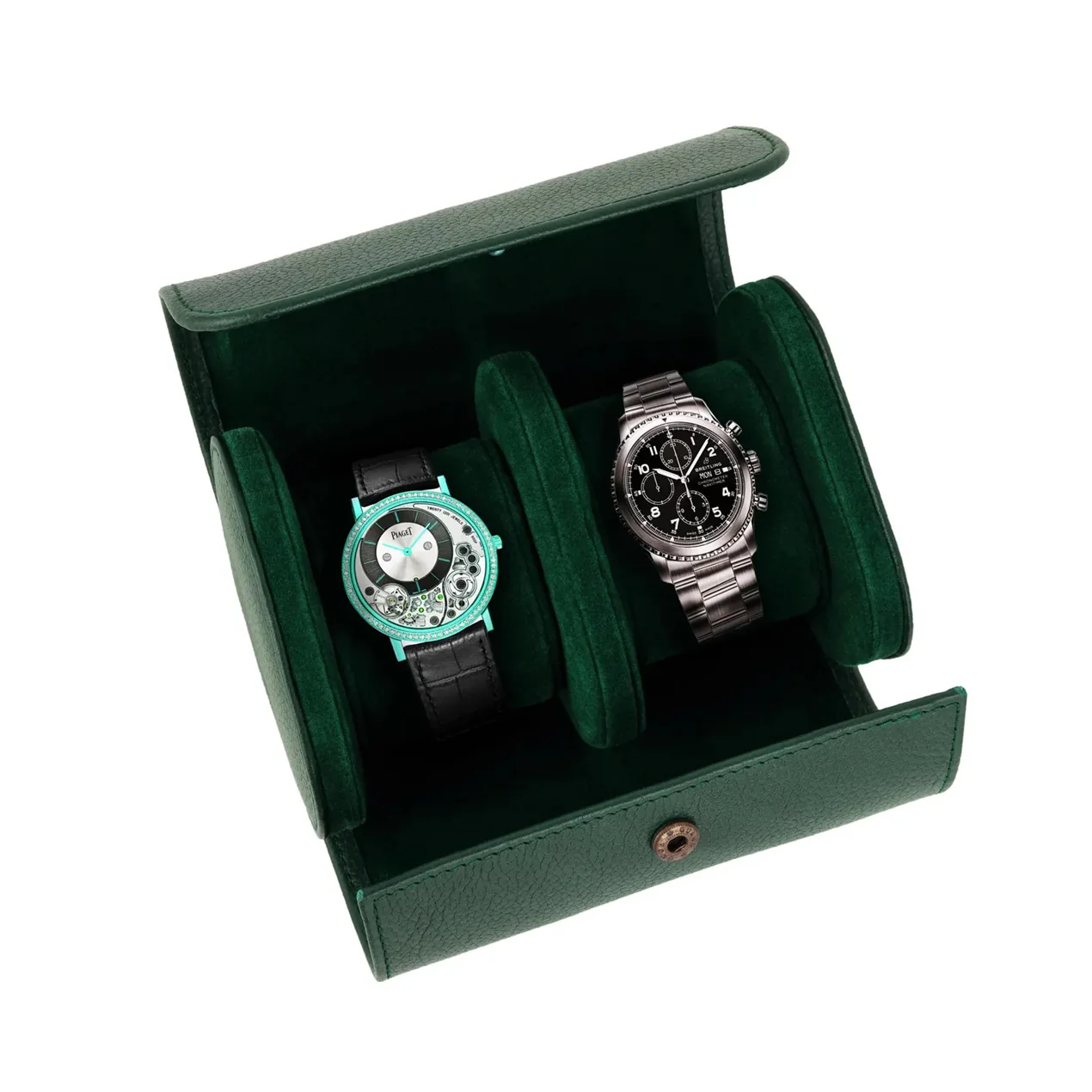 The Somerset Luxury Olive Green Leather Watch Case - Image 6