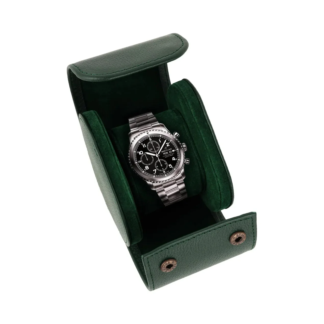 The Somerset Luxury Olive Green Leather Watch Case - Image 8