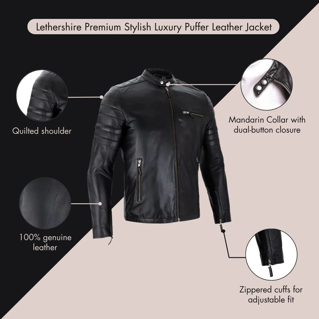 The Gentleman’s Style Box (3-in-1) Black Leather Jacket with Leather Gloves & Leather Belt - Image 5