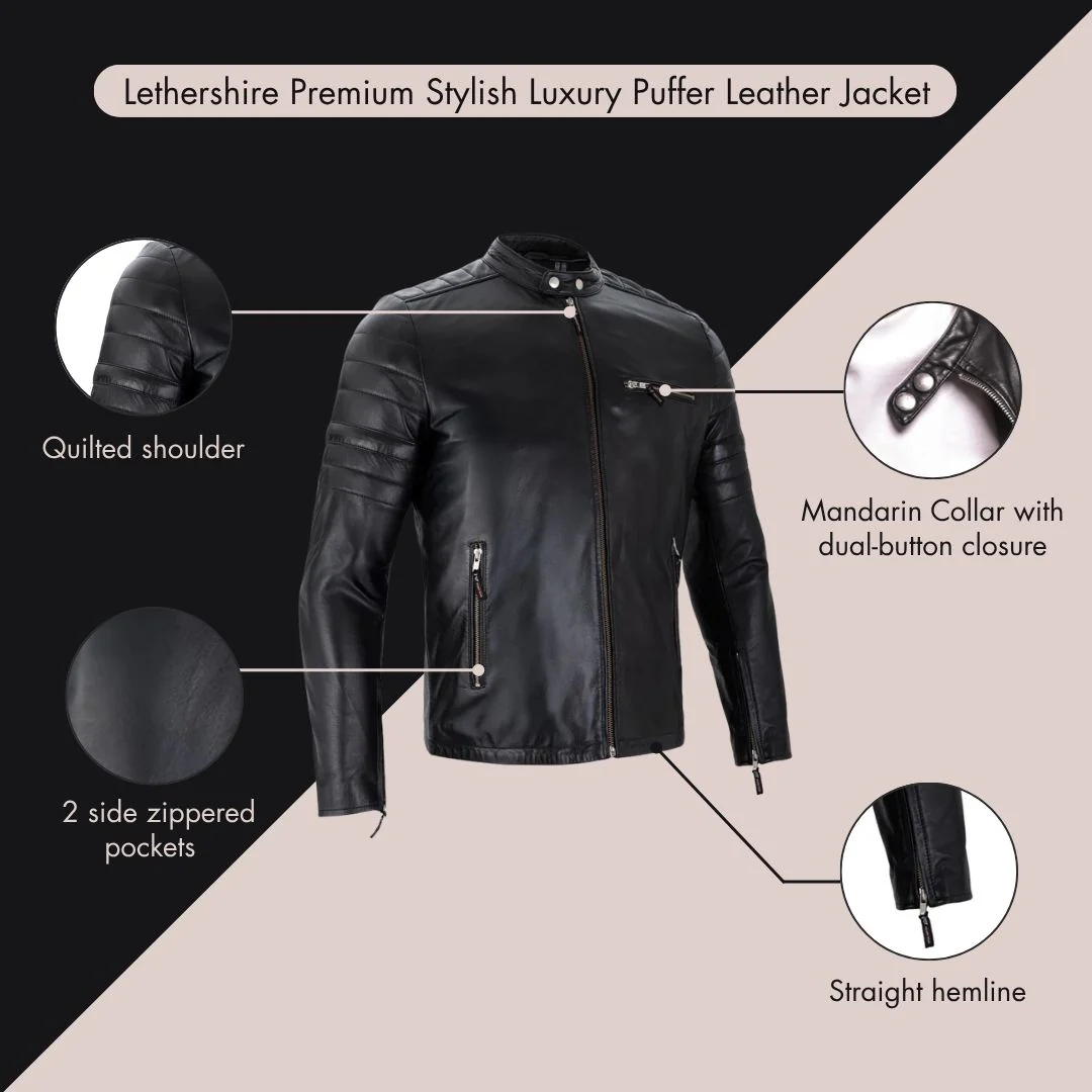 The Gentleman’s Style Box (3-in-1) Black Leather Jacket with Leather Gloves & Leather Belt - Image 6