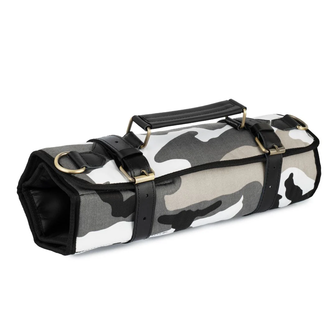 The Camo Leather 9 Pocket Knife Roll Chef Roll - Image 21