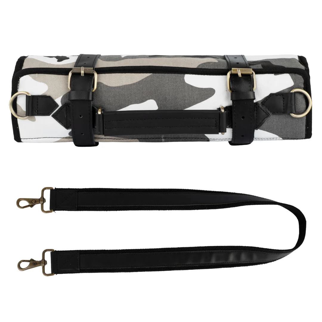 The Camo Leather 9 Pocket Knife Roll Chef Roll - Image 22