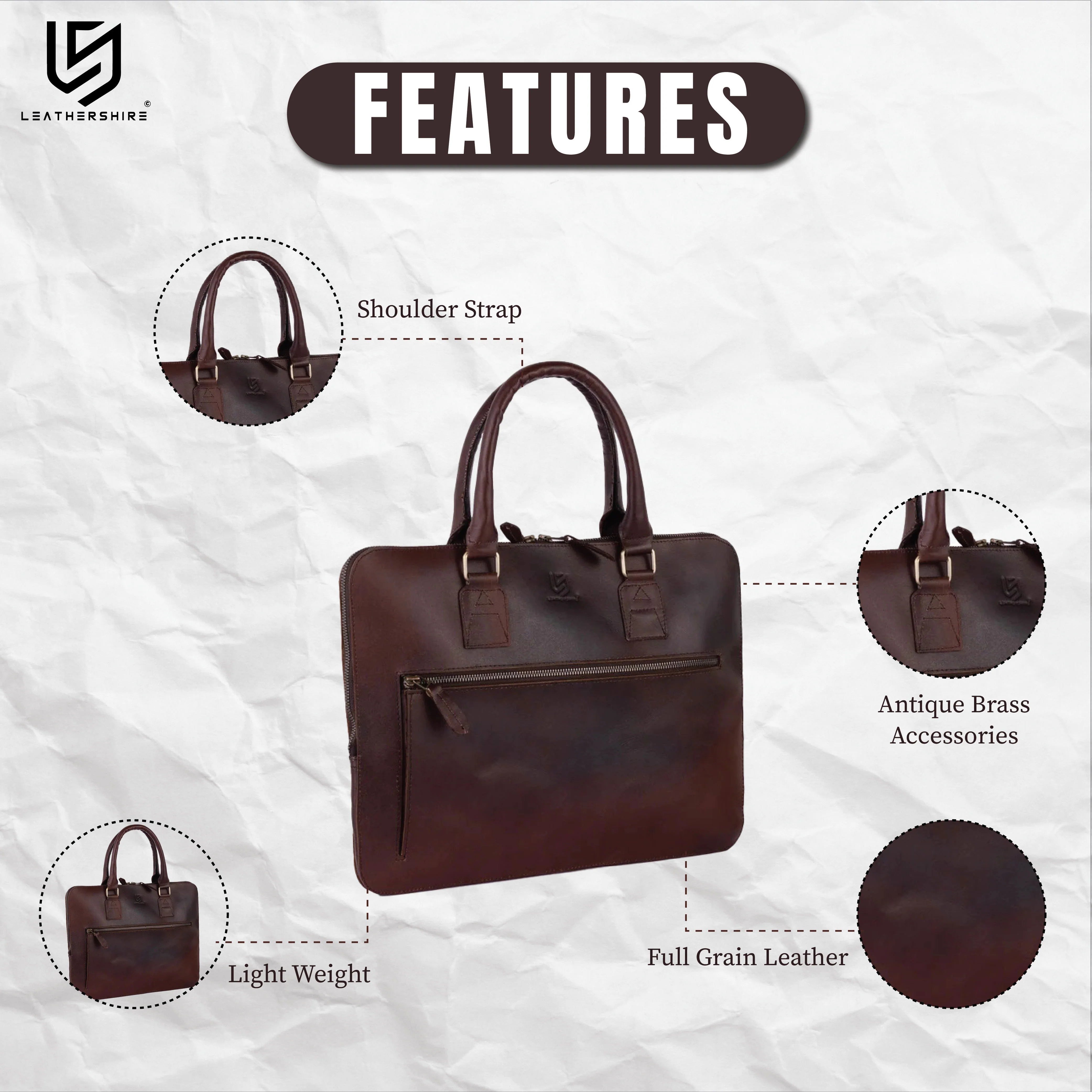 The Work-From-Anywhere Luxury Set (3-in-1) Leather Dark Brown Backpack with  Leather Laptop Sleeve &  Leather Pencil Roll - Image 7
