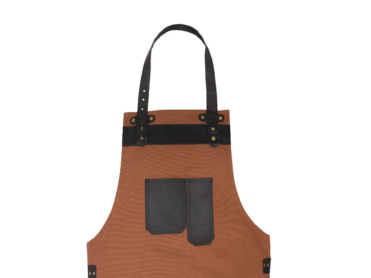 The Norfolk Leather Brown Canvas Butcher Apron - Image 2