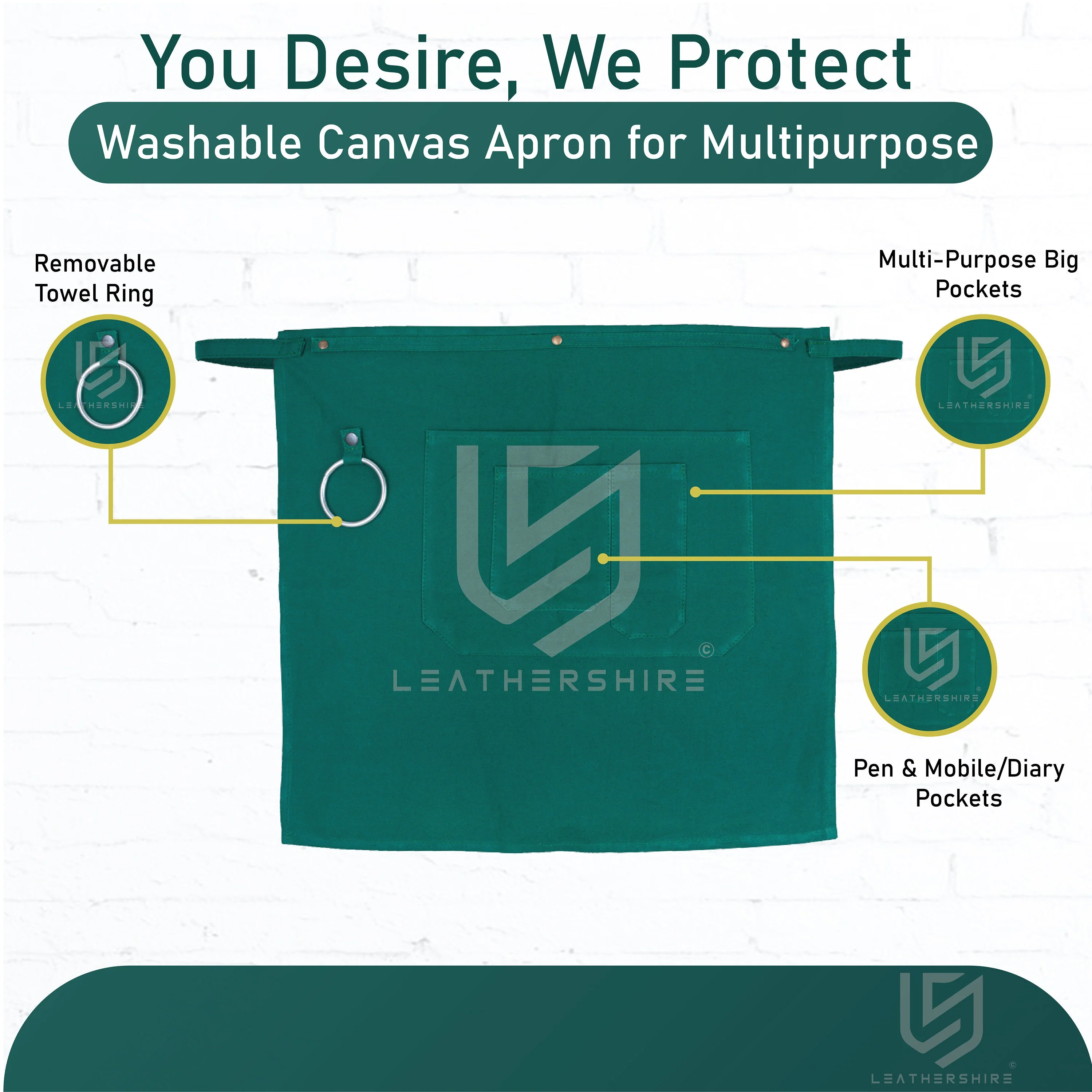 The Northumberland Washable Green Canvas Half apron - Image 3