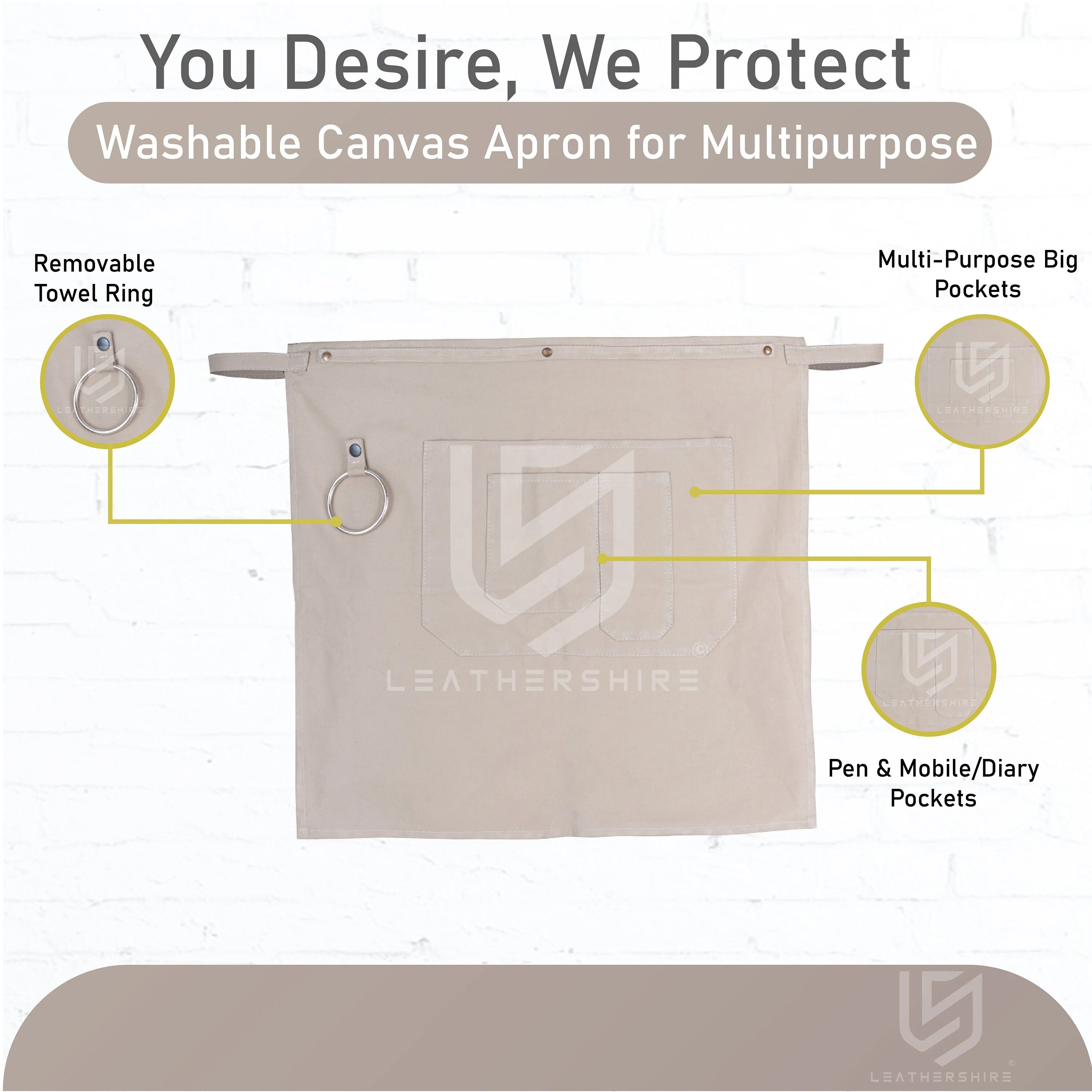 City of London Washable Silver Canvas Half apron - Image 3