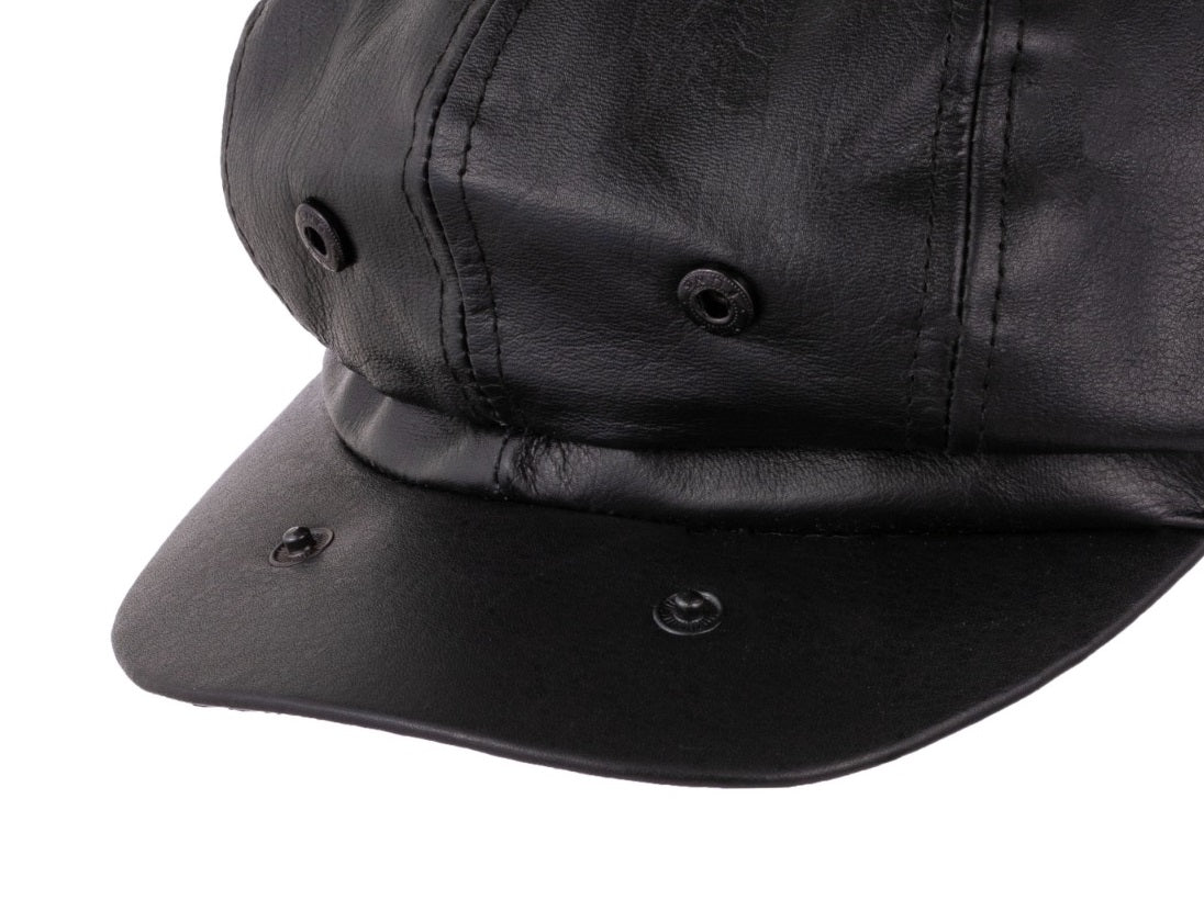 Black Leather Mitts with Leather Cap Gift Set - Image 9