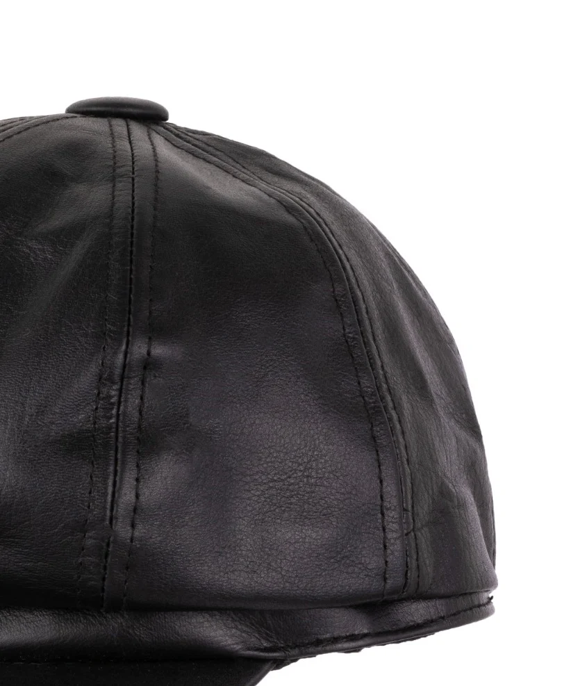 Black Leather Mitts with Leather Cap Gift Set - Image 10