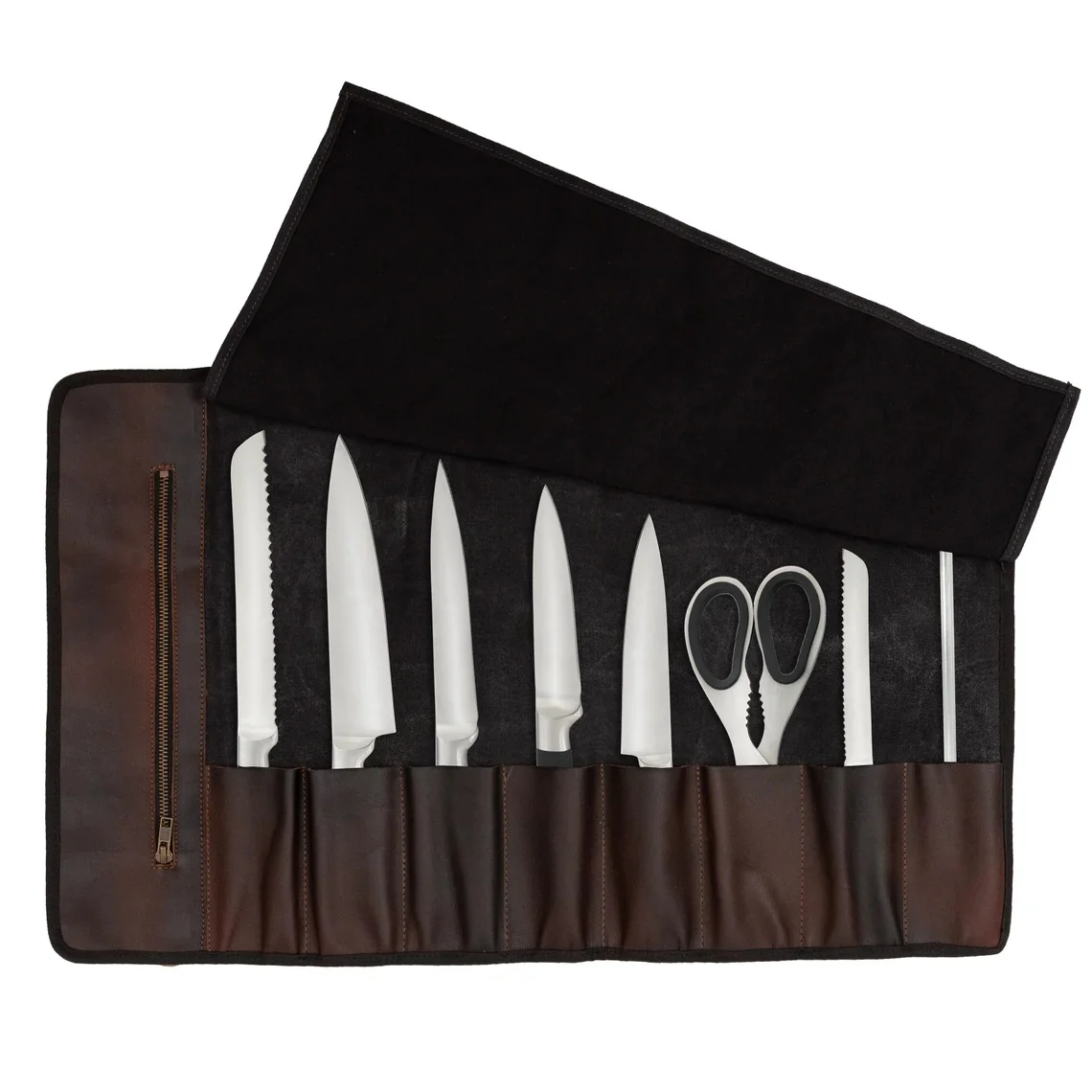 Waxed Black Leather Canvas apron and Roll Gift Set - Image 10