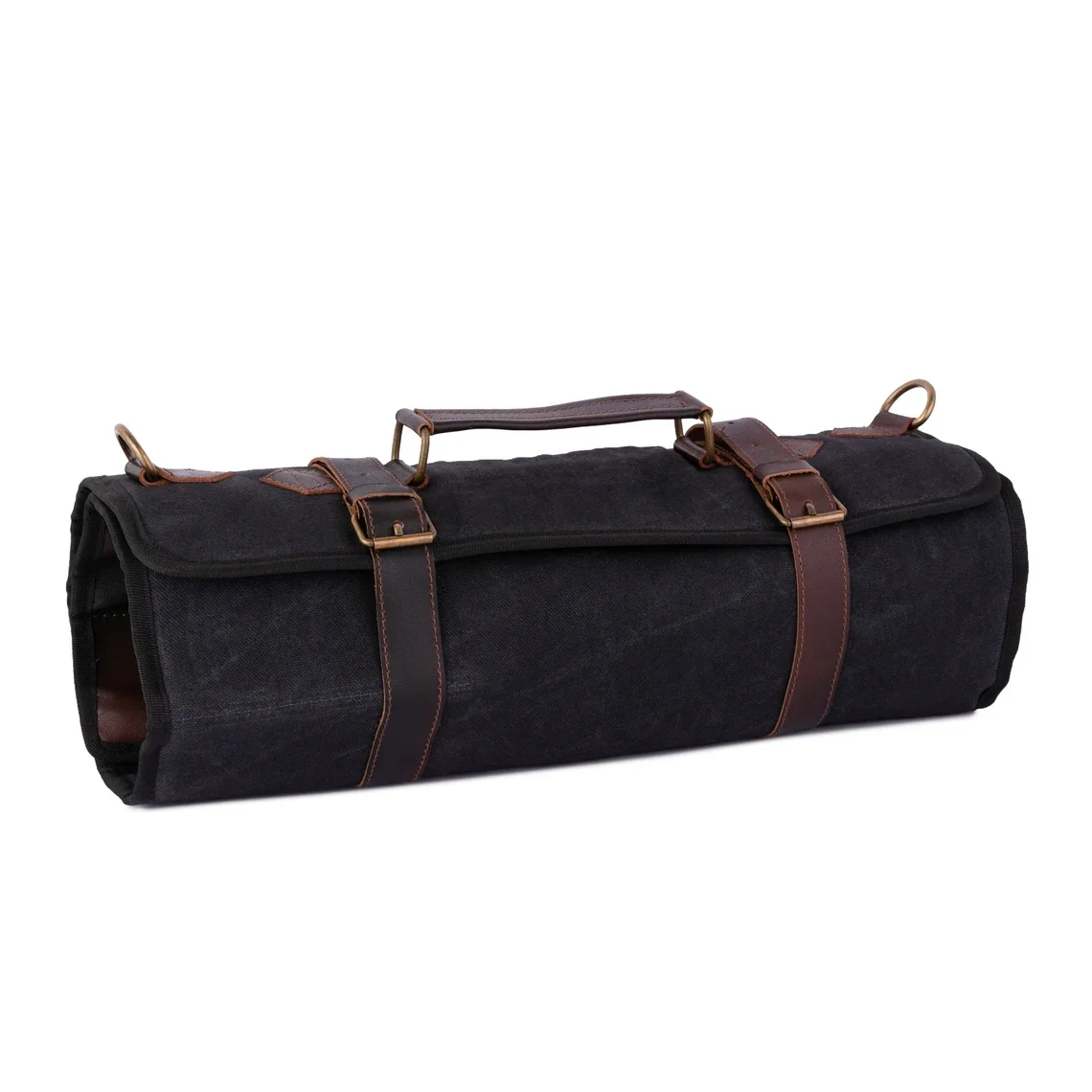 Waxed Black Leather Canvas apron and Roll Gift Set - Image 8