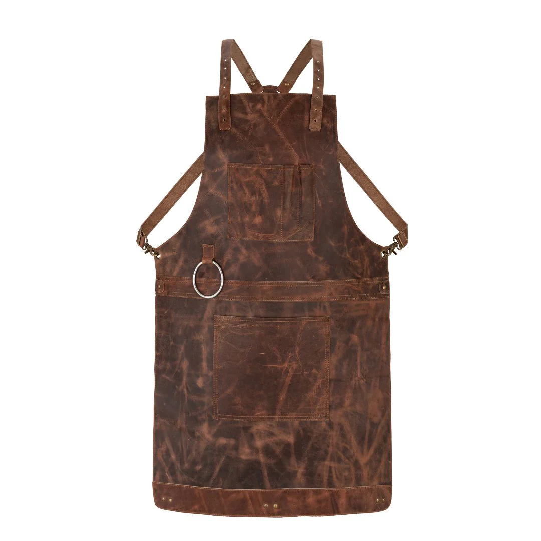 Dark Brown Leather Crossbody apron and Roll Gift Set - Image 2