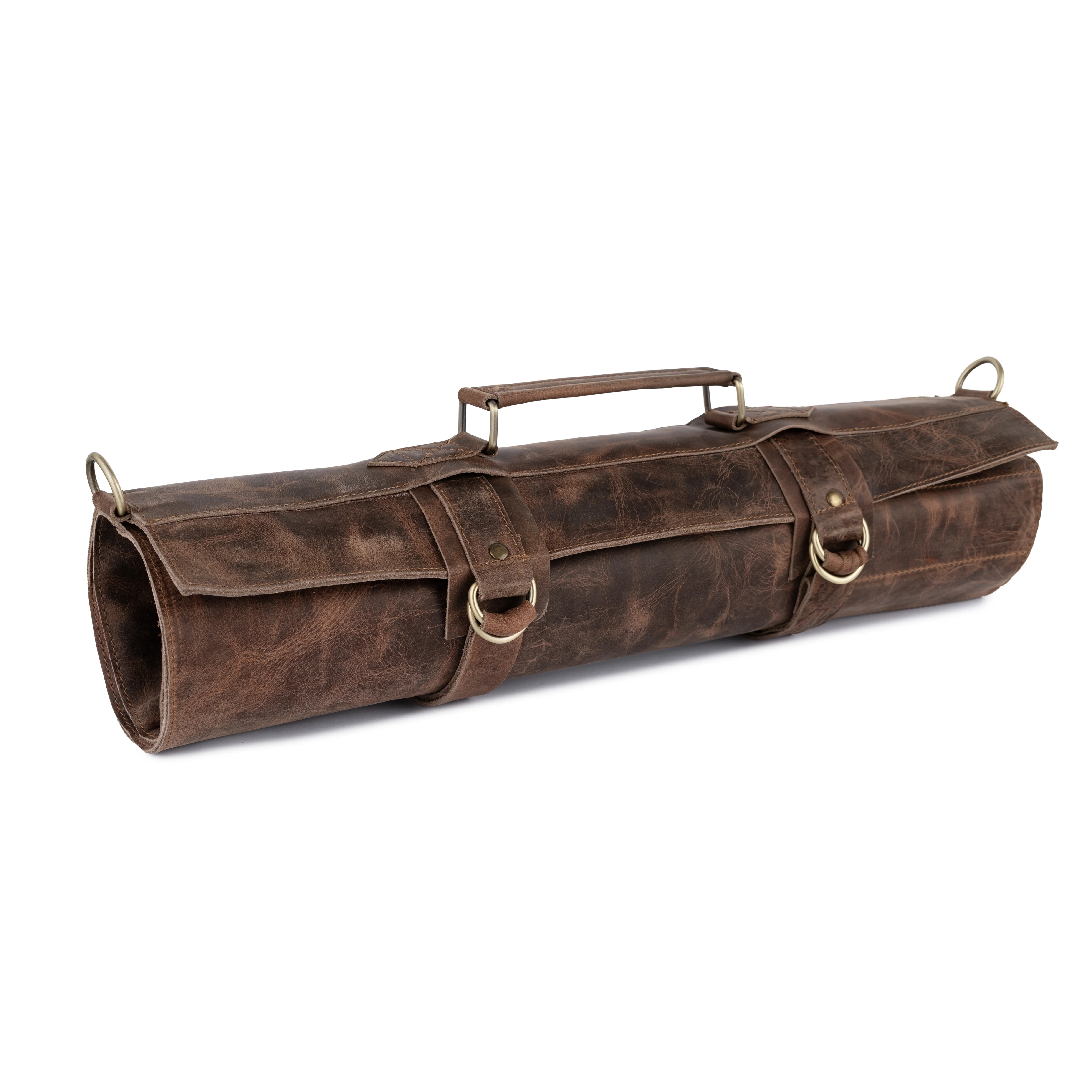 Dark Brown Leather Crossbody apron and Roll Gift Set - Image 9