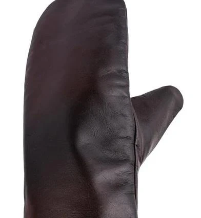 Brown Leather Mitts with Leather Cap Gift Set - Image 6