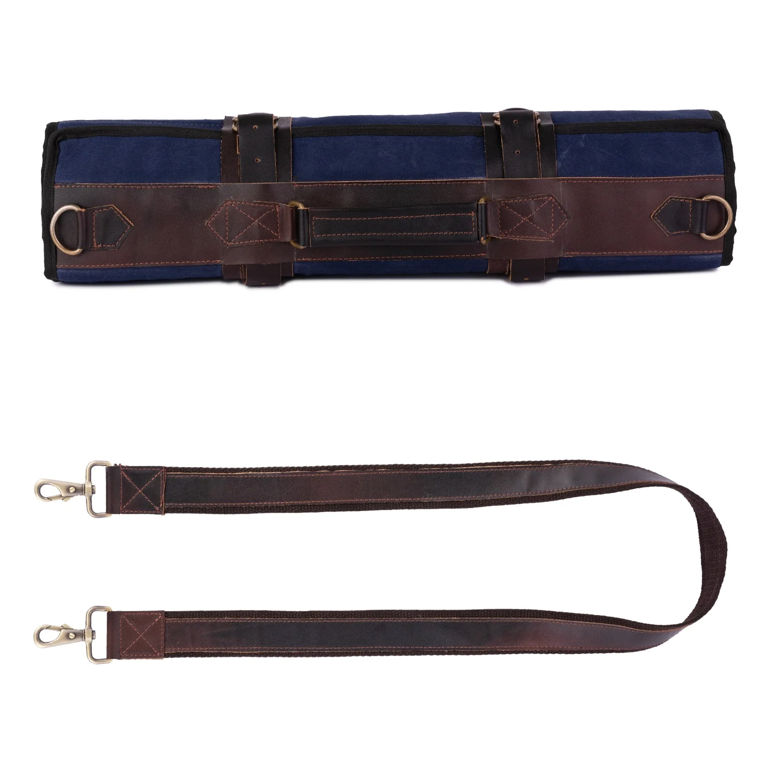 Waxed Blue Leather Canvas apron and Roll with Cap Gift Set - Image 8