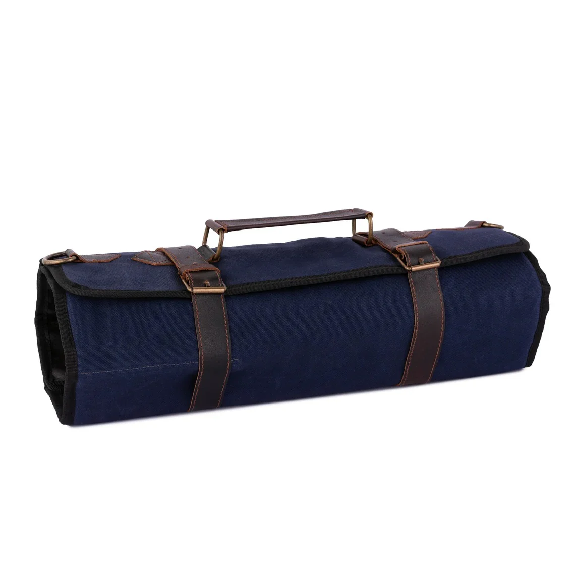 The Cheshire Waxed Canvas Leather 9 Pocket Handmade Chef Roll - Image 7