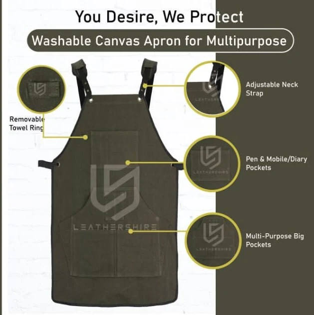 The West Yorkshire Olive Green Canvas Apron - Image 5